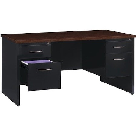 Lorell DESK, 30inX60in DBL PED, BK/WL LLR79141